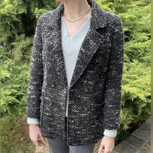 J. Jill Double Breasted Lightweight Relaxed Fit Tweed Coat - Size 2X